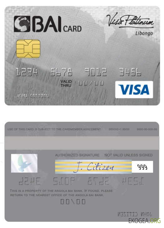 Carte visa platine de la banque Angola Bai